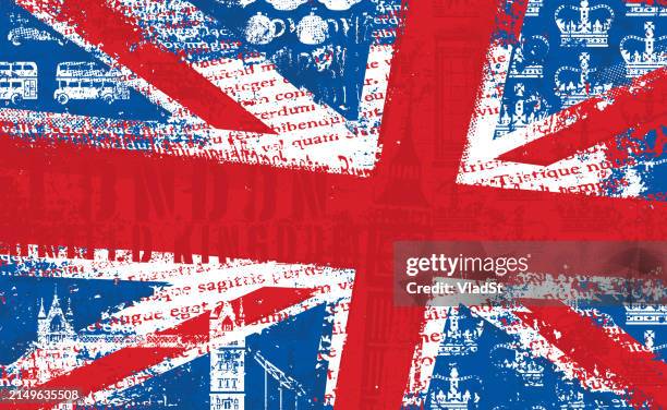 abstract uk union jack flag british grunge background london decoupage poster - jack london stock illustrations