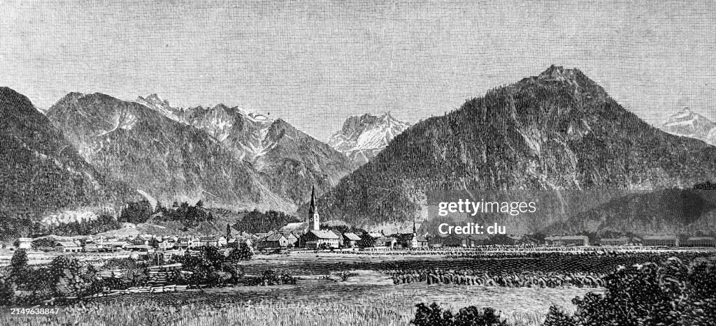 Oberstdorf seen from North, Allgau Alps in the background