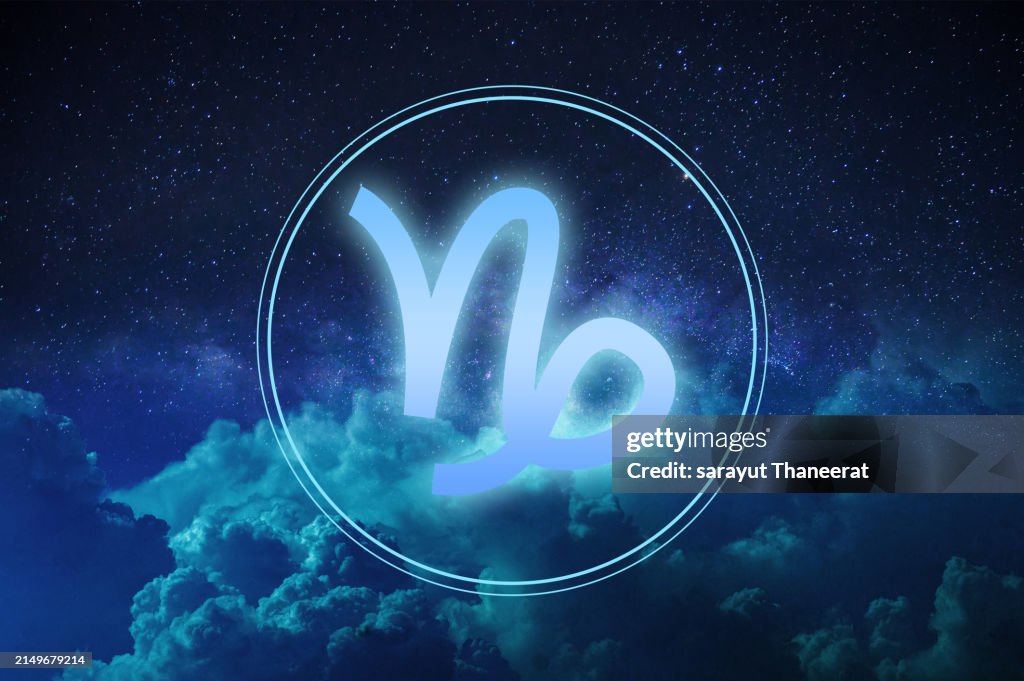 Capricorn symbol on a colorful background light