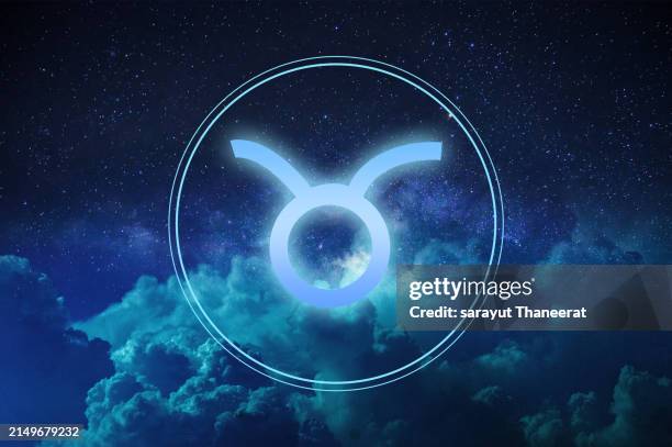 taurus symbol on a colorful background light - aries stock pictures, royalty-free photos & images