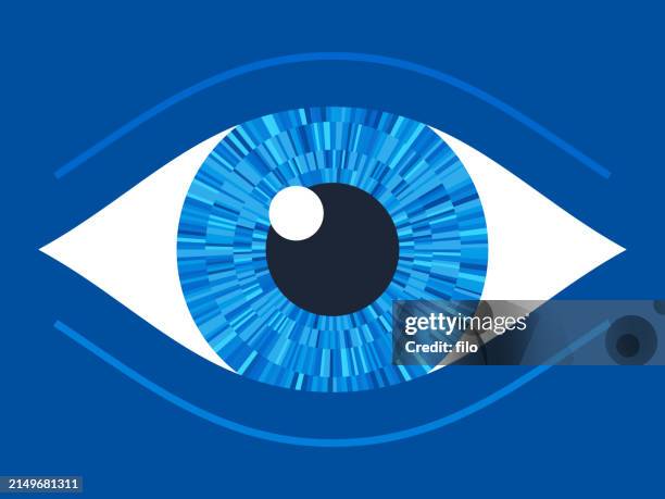 illustrations, cliparts, dessins animés et icônes de concentration des yeux bleus intelligence artificielle observation de l’attention - objet magique et mystique