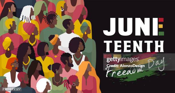 stockillustraties, clipart, cartoons en iconen met juneteenth freedom day celebration. - afro amerikaanse cultuur