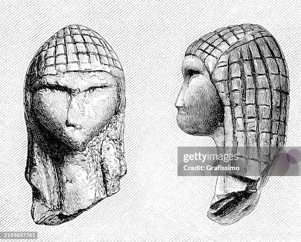 venus of brassempouy archeological artifact showing woman head - neolithic women stock illustrations
