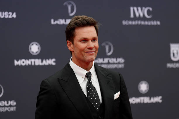 Tom Brady arrives at the Laureus World Sports Awards at Galería De Cristal on April 22, 2024 in Madrid, Spain.