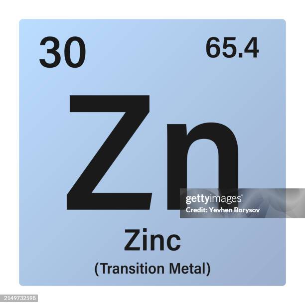 zinc icon with information of periodic table of elements - zinc stock pictures, royalty-free photos & images