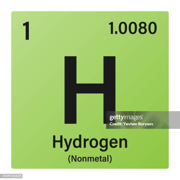 hydrogen icon with information of periodic table of elements - hydrogen on the periodic table stock pictures, royalty-free photos & images
