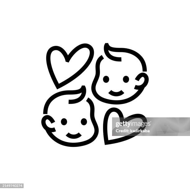 baby boys and baby girls line icon. - premature stock illustrations