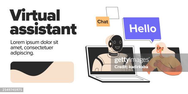 virtual assistant illustration. artificial intelligence. flat vector illustrations isolated on white background. - computer tech support stock illustrations