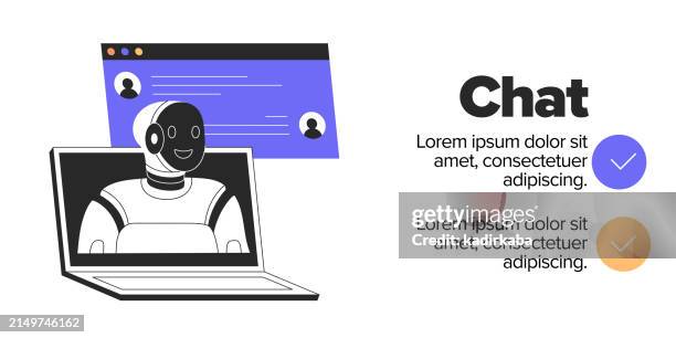 chatbot concept illustration. artificial intelligence. flat vector illustrations isolated on white background. virtual assistant. - computer tech support stock illustrations