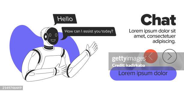 chatbot concept illustration. artificial intelligence. flat vector illustrations isolated on white background. virtual assistant. - computer tech support stock illustrations