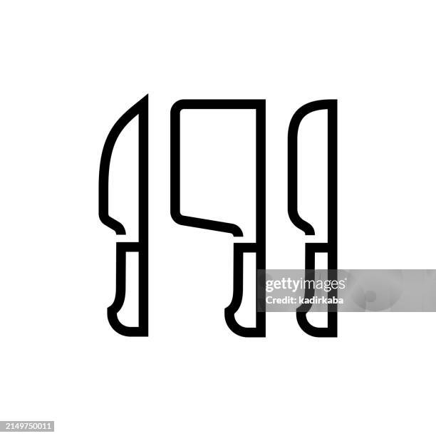 kitchen knife line icon. - butcher knife isolated stock illustrations