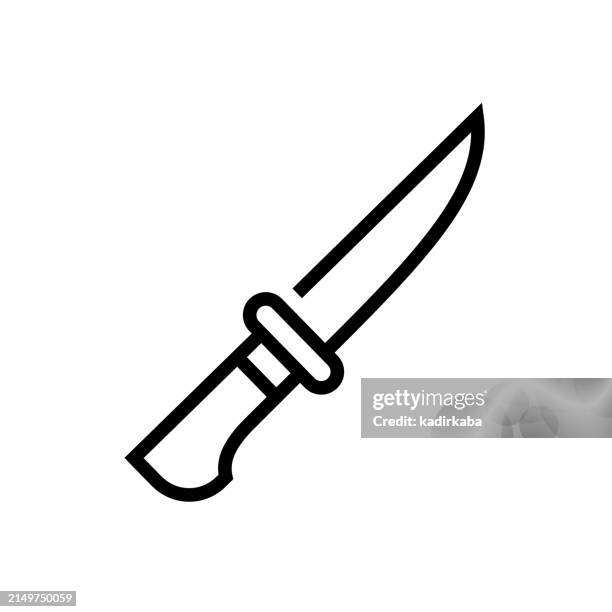 illustrazioni stock, clip art, cartoni animati e icone di tendenza di icona della linea di coltelli. tagliente, metallo, arma. - coltellino svizzero