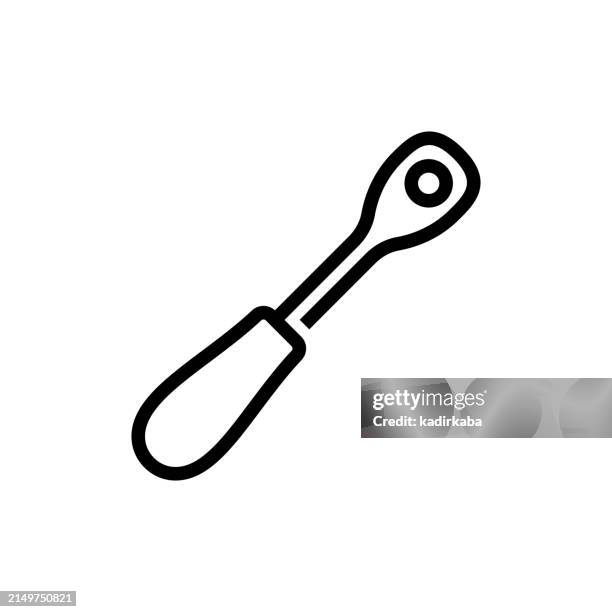 ratchet wrench line icon. work tools, equipment. - socket wrench stock illustrations