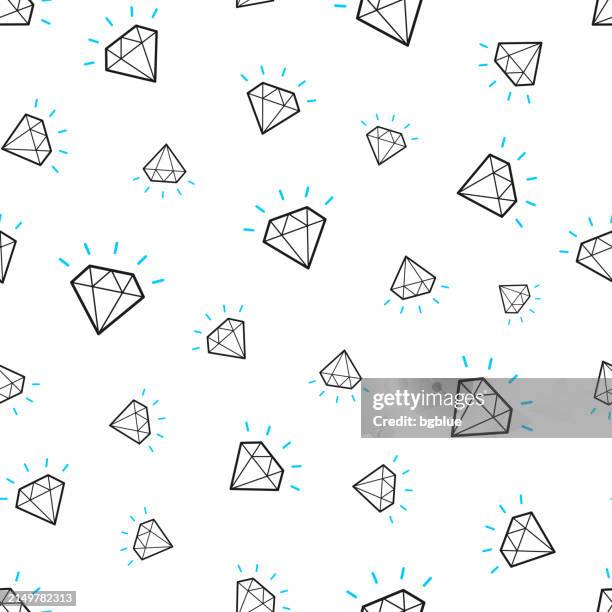 diamond. seamless pattern. line icons on white background - diamond line pattern stock illustrations