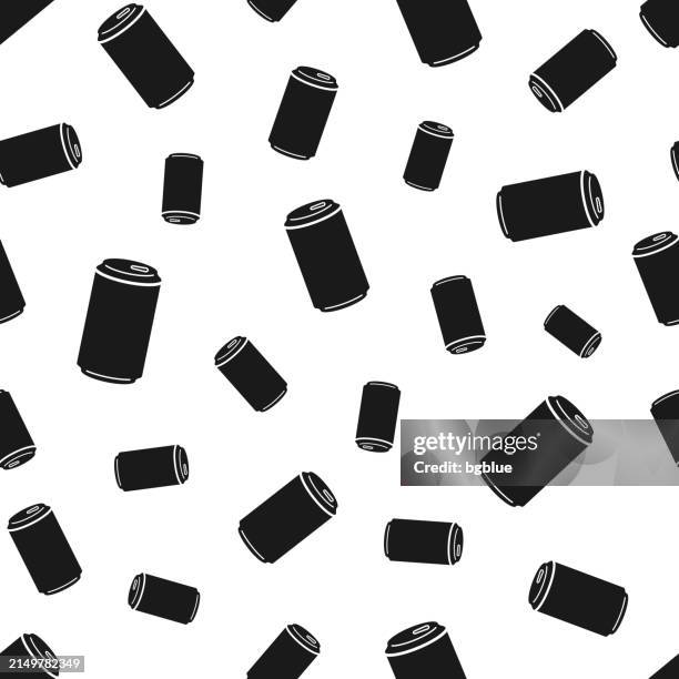 can. seamless pattern. icons on white background - soda bottle stock illustrations