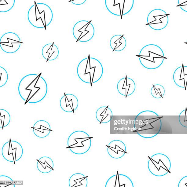 power - lightning. seamless pattern. line icons on white background - powerpoint background stock illustrations