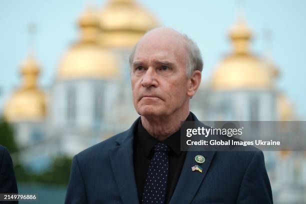Bill Keating, a member of the Democratic Party, during the press conference on April 22, 2024 in Kyiv, Ukraine. On April 22, a bipartisan delegation...