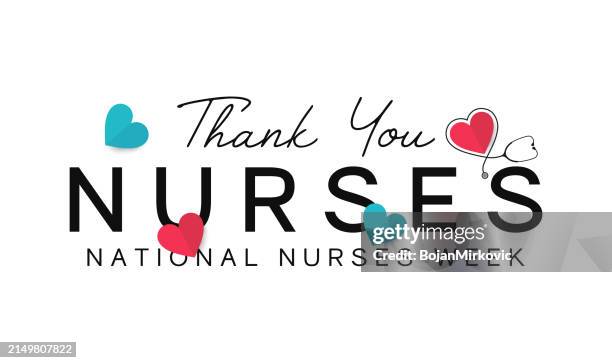 national nurses week card, poster. thank you nurses. vector - nursing background stock illustrations