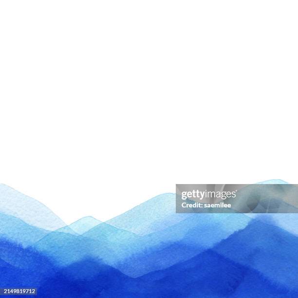 watercolor gradient blue mountains - blue mountains hike stock illustrations
