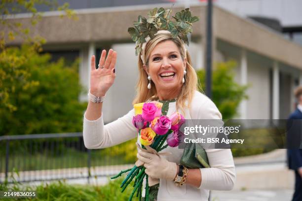 Queen Maxima of the Netherlands attends the King’s Day celebration on April 27, 2024 in Emmen, Netherlands.