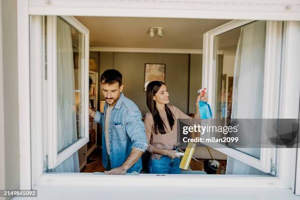 cleaning windows - window cleaner stock pictures, royalty-free photos & images