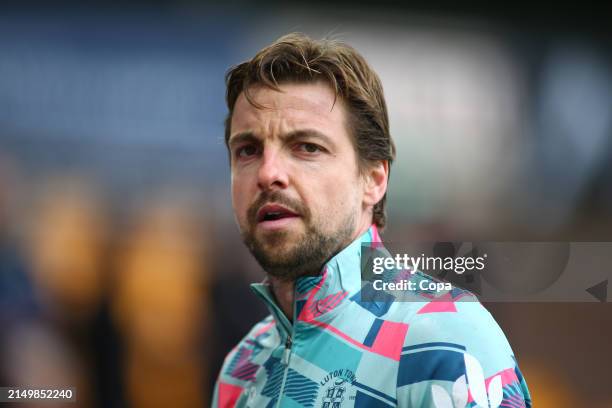 Tim Krul of Luton Town warms up during the Premier League match between Wolverhampton Wanderers and Luton Town at Molineux on April 27, 2024 in...