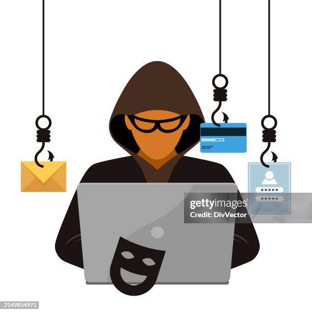 cyber criminal vector concept - scammer stock illustrations
