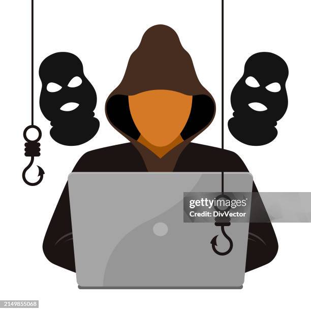 hacker vector concept - computer email scam stock illustrations