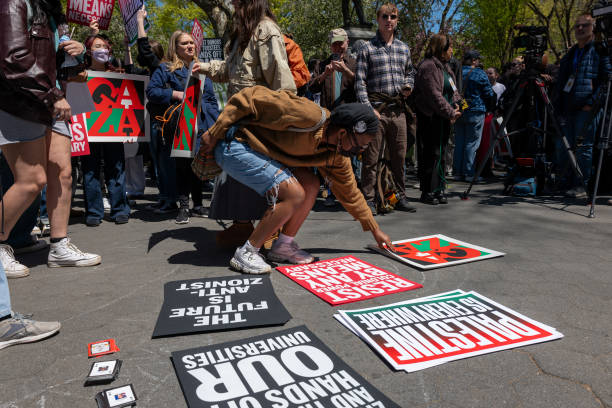 NY: Protestors Rally For Palestine In New York's Washington Square Park