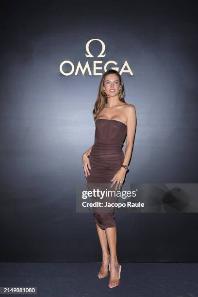 Alessandra Ambrosio attends the "Icons Shine with OMEGA in Milan" event at Maka Loft on April 23, 2024 in Milan, Italy.
