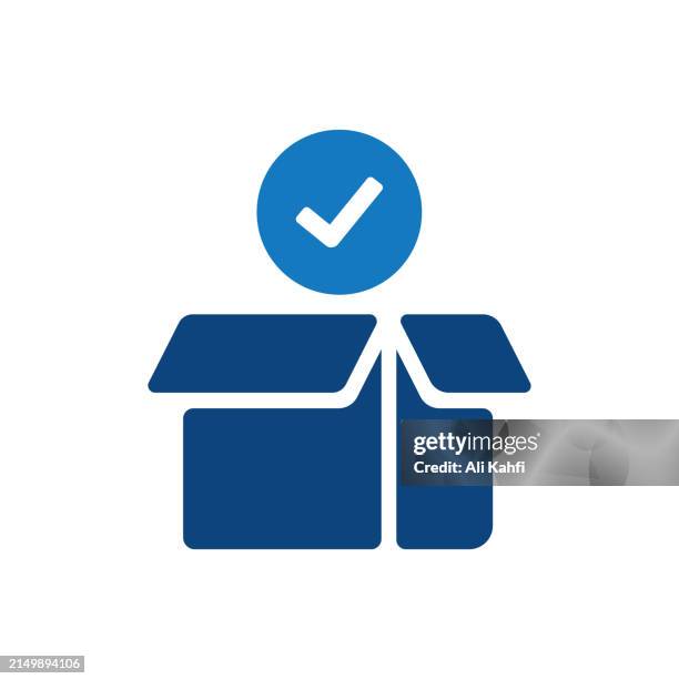 confirmed order delivery. solid icon that can be applied anywhere, simple, pixel perfect and modern style. - order stock illustrations