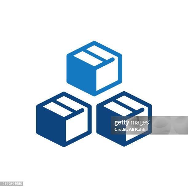 ilustraciones, imágenes clip art, dibujos animados e iconos de stock de cajas de entrega. icono sólido que se puede aplicar en cualquier lugar, simple, píxel perfecto y estilo moderno. - caja cartón