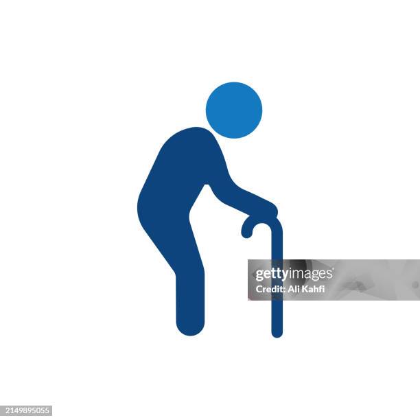old man. solid icon that can be applied anywhere, simple, pixel perfect and modern style. - one man only stock illustrations stock-grafiken, -clipart, -cartoons und -symbole