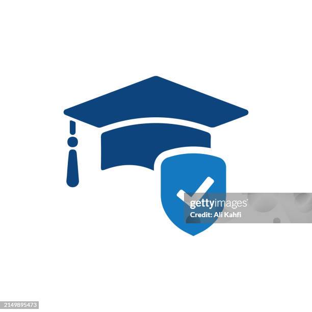 graduation. solid icon that can be applied anywhere, simple, pixel perfect and modern style. - school safety stock illustrations