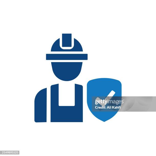 worker insurance. solid icon that can be applied anywhere, simple, pixel perfect and modern style. - maintenance worker icon stock illustrations