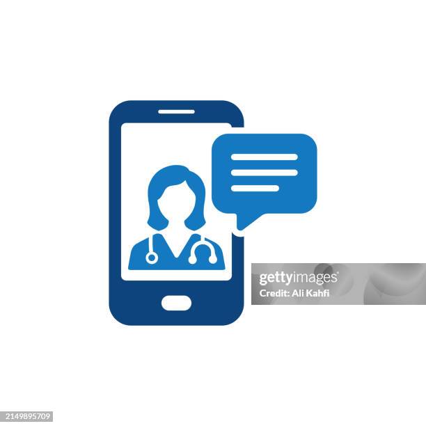online doctor. solid icon that can be applied anywhere, simple, pixel perfect and modern style. - telemedicine icon stock illustrations