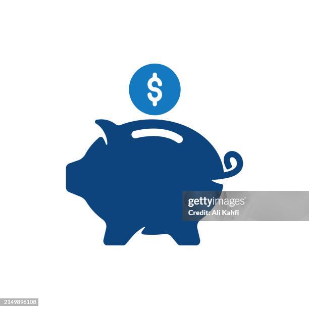 stockillustraties, clipart, cartoons en iconen met piggybank icon. solid icon that can be applied anywhere, simple, pixel perfect and modern style. - spaarvarken