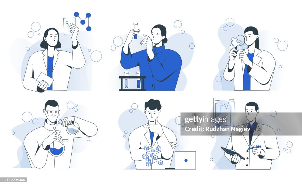 Science Research Vector Set Of Science Research Vector Illustrations High-Res Vector Graphic ...
