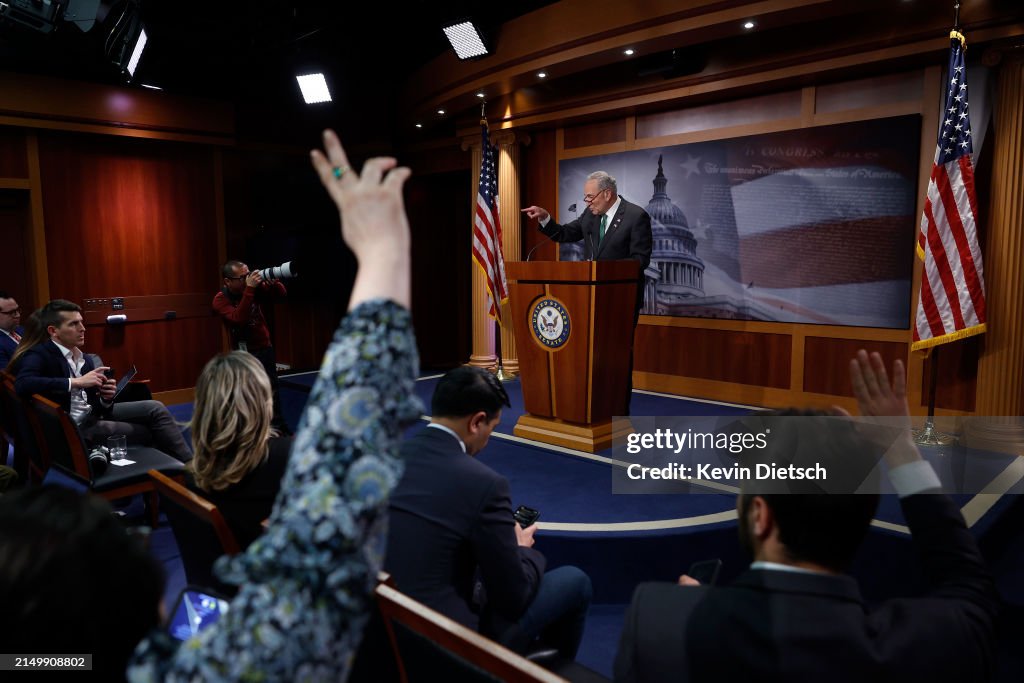 Huncoat Senator Senate Majority Leader Chuck Schumer speaks after the Senate passed a ...