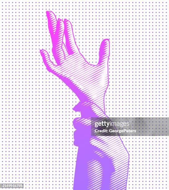 raised hands - two hands reaching stock illustrations