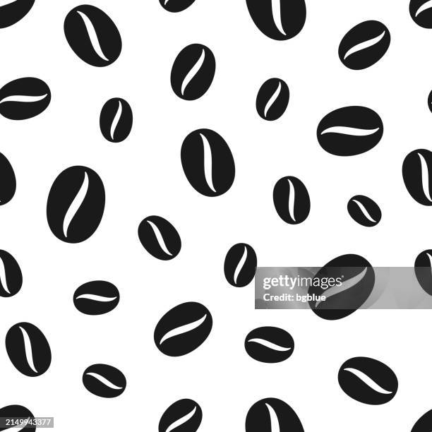 coffee bean. seamless pattern. icons on white background - coffee beans background stock illustrations