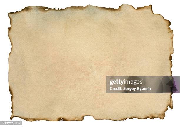 burnt edges paper isolated on white background. - ember stock pictures, royalty-free photos & images