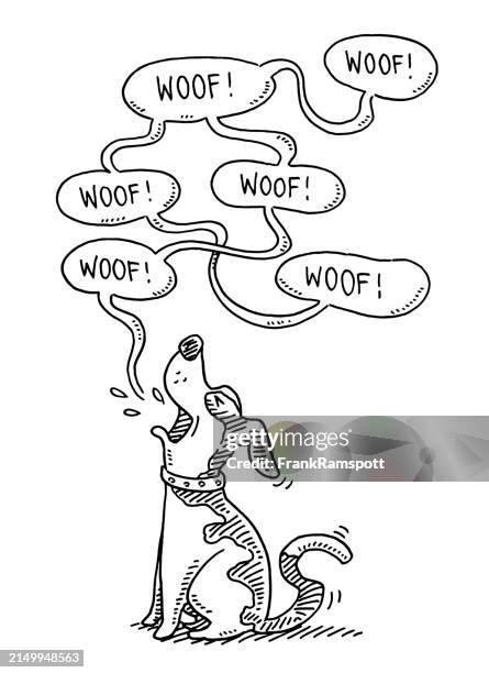 barking dog speech bubbles drawing - dog barking stock illustrations