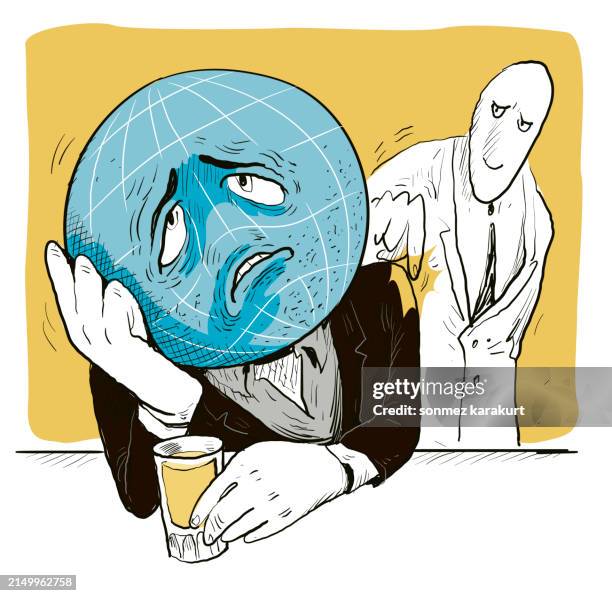 the world is sad, drinking - tapping shoulder stock illustrations