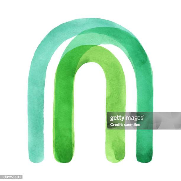 watercolor overlapping green rainbow - overlapping shapes logo stock illustrations