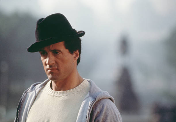 American actor, director, screenwriter, and producer Sylvester Stallone on the set of the movie Rocky V, directed by John G. Avildsen.