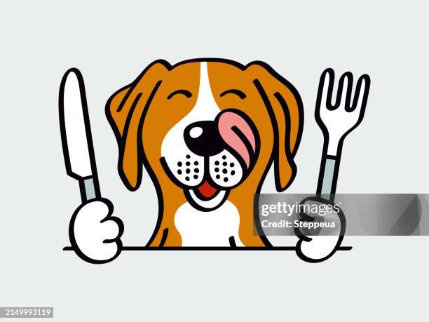 illustrazioni stock, clip art, cartoni animati e icone di tendenza di cane pronto da mangiare - cibo per cani