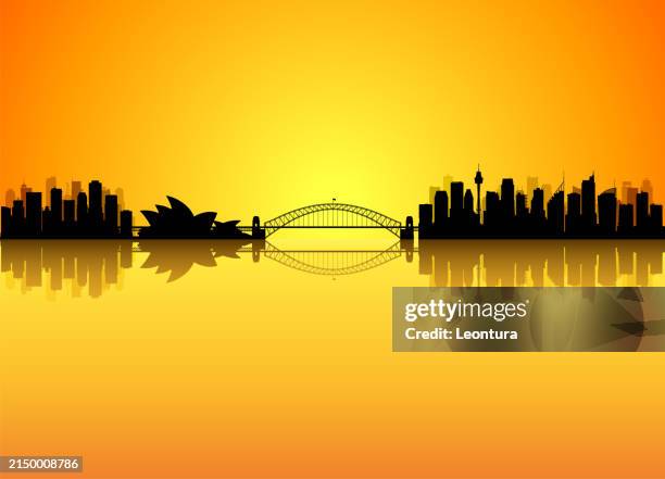 highly detailed sydney skyline silhouette (all buildings are moveable and complete) - sydney skyline isolated stock illustrations