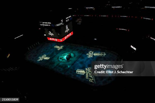 The Zamboni Ice Resurfacing machine makes its rounds prior to the Florida Panthers hosting the Tampa Bay Lightning in Game Two of the First Round of...