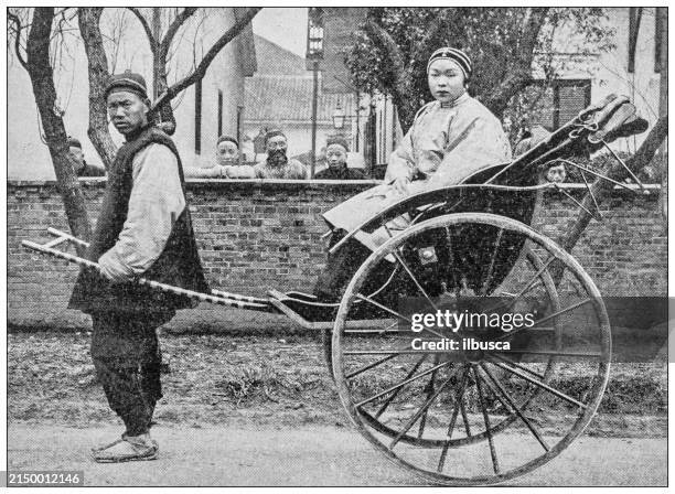 antique image: tour of asia, shanghai - chinese taxi driver stock illustrations